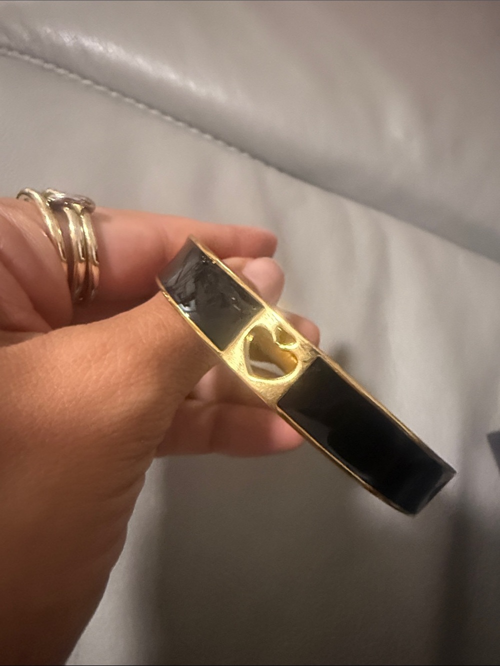 kate spade Gold and Black Heart Cutout Bangle Bracelet